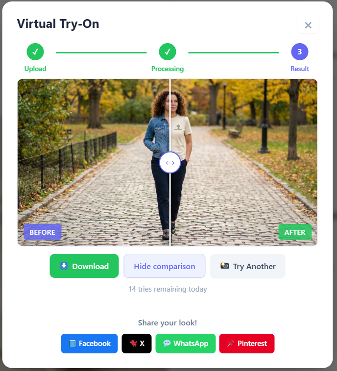 VFIT AI virtual try-on preview